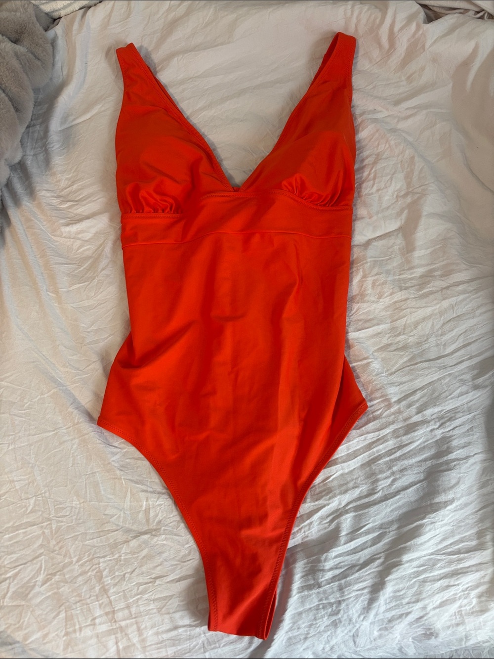 Old Navy Bright Orange V‑Neck One‑Piece Swimsuit